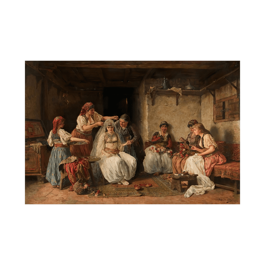 Canvas Slika na platnu Kićenje Neveste-Paja Jovanović, 90x60 cm