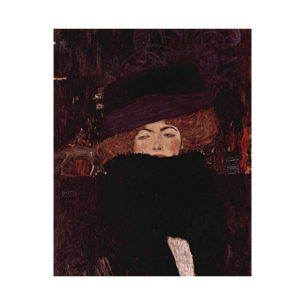 Canvas Slika na platnu Dame mit Hut und Federboa, Gustav Klimt, 60 x 75 cm