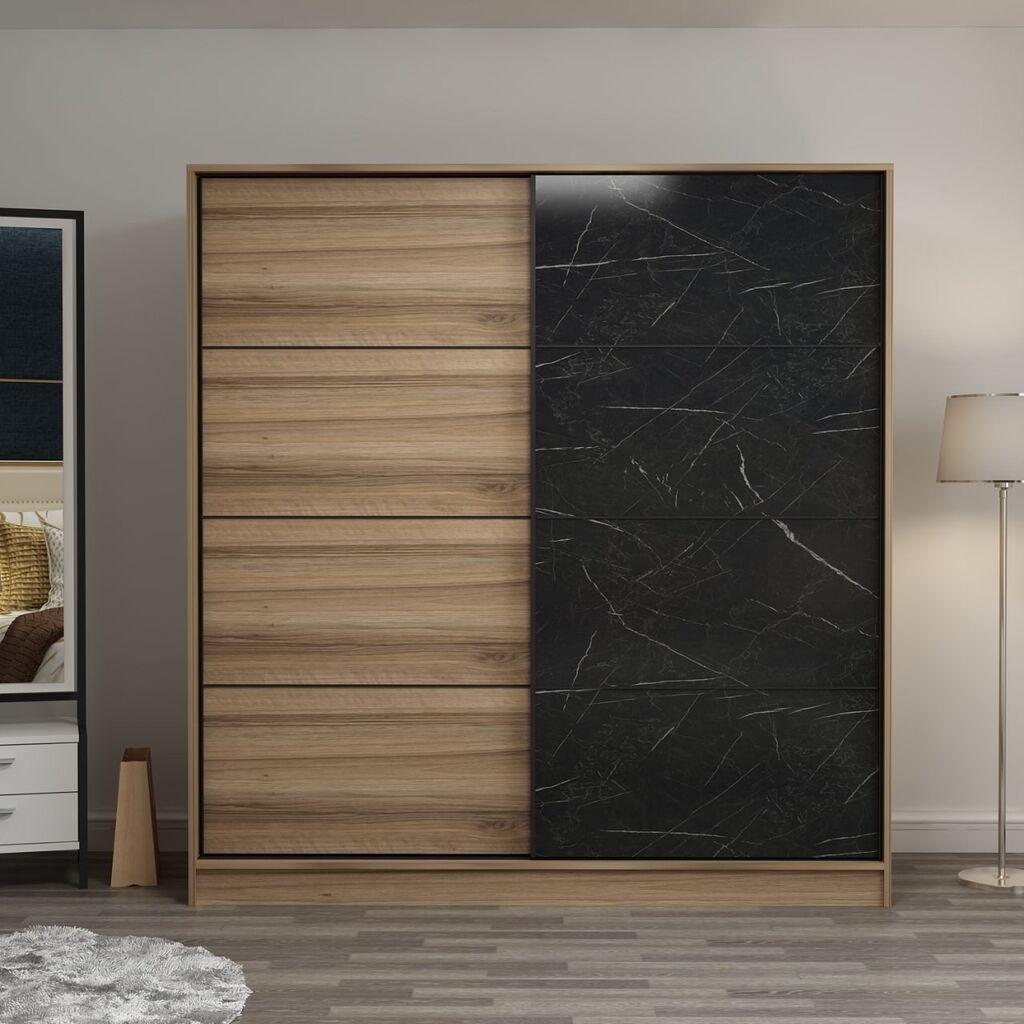 Hanah Home Garderober Kale-7169, 220x210x60 cm, Hrast-crni