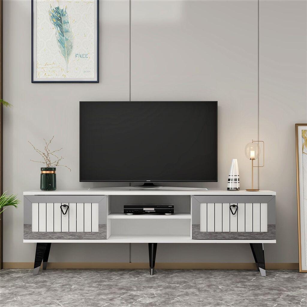 Hanah Home TV Komoda Lidya, 150x45,6x30 cm, Belo-Srebrne boje