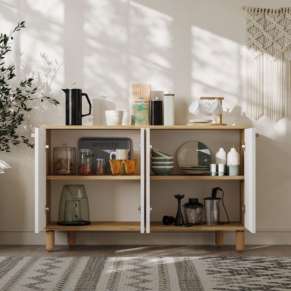 Hanah Home Konzola Venedik, 120x73,6x29,6  cm, Bela-hrast