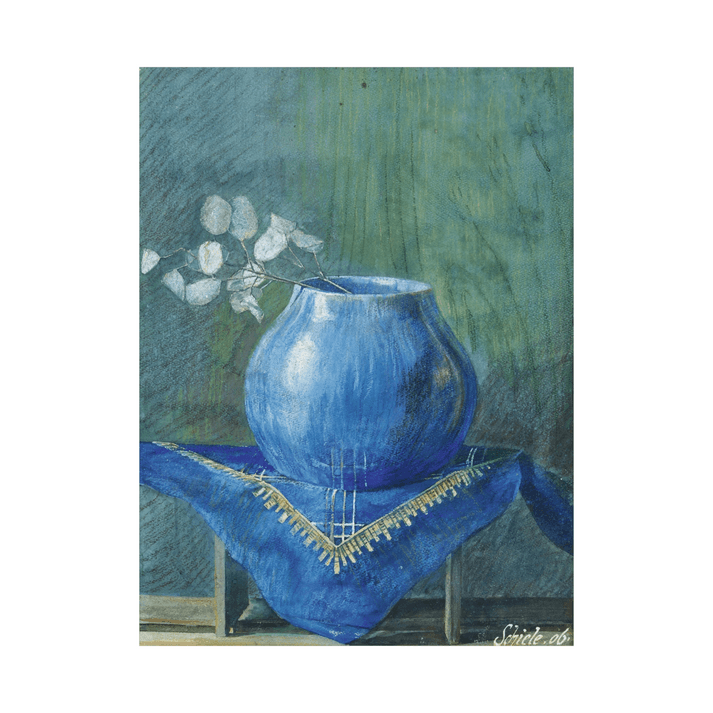 Canvas Slika na platnu Still Life of a Moneyplant Branch in Blue Vase, Egon Schiele, 90 x 120 cm