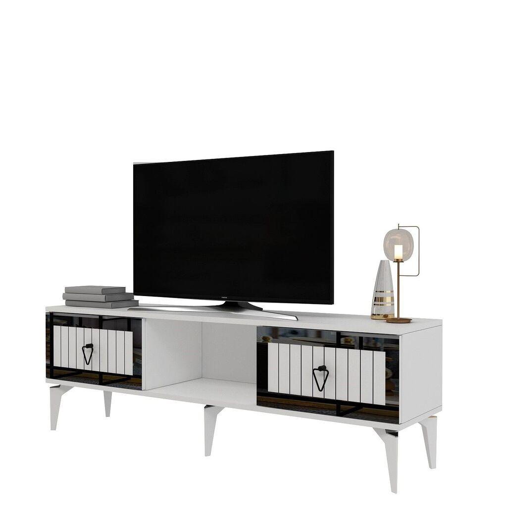 Hanah Home TV Komoda Linda, 150x44,6x29,6 cm, Belo-Srebrne boje
