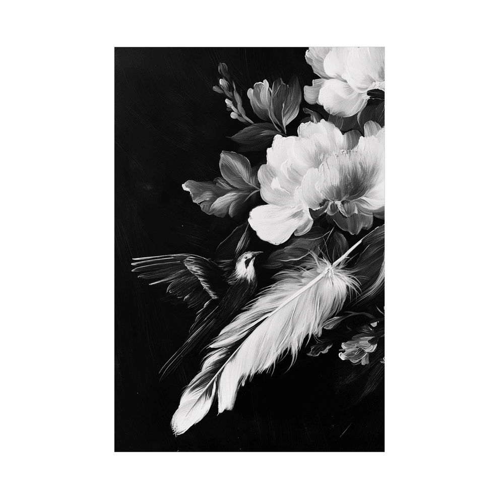 Canvas Slika na platnu Crno belo cveće, 40 x 60 cm