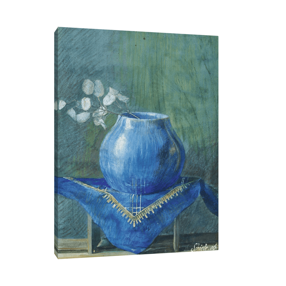 Canvas Slika na platnu Still Life of a Moneyplant Branch in Blue Vase, Egon Schiele, Bez rama, 30 x 40 cm