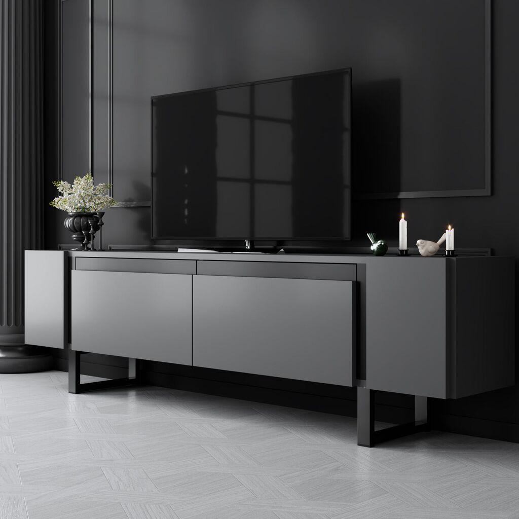 Hanah Home TV Komoda Yildiz, 180x50x30 cm, Antracit-Crna