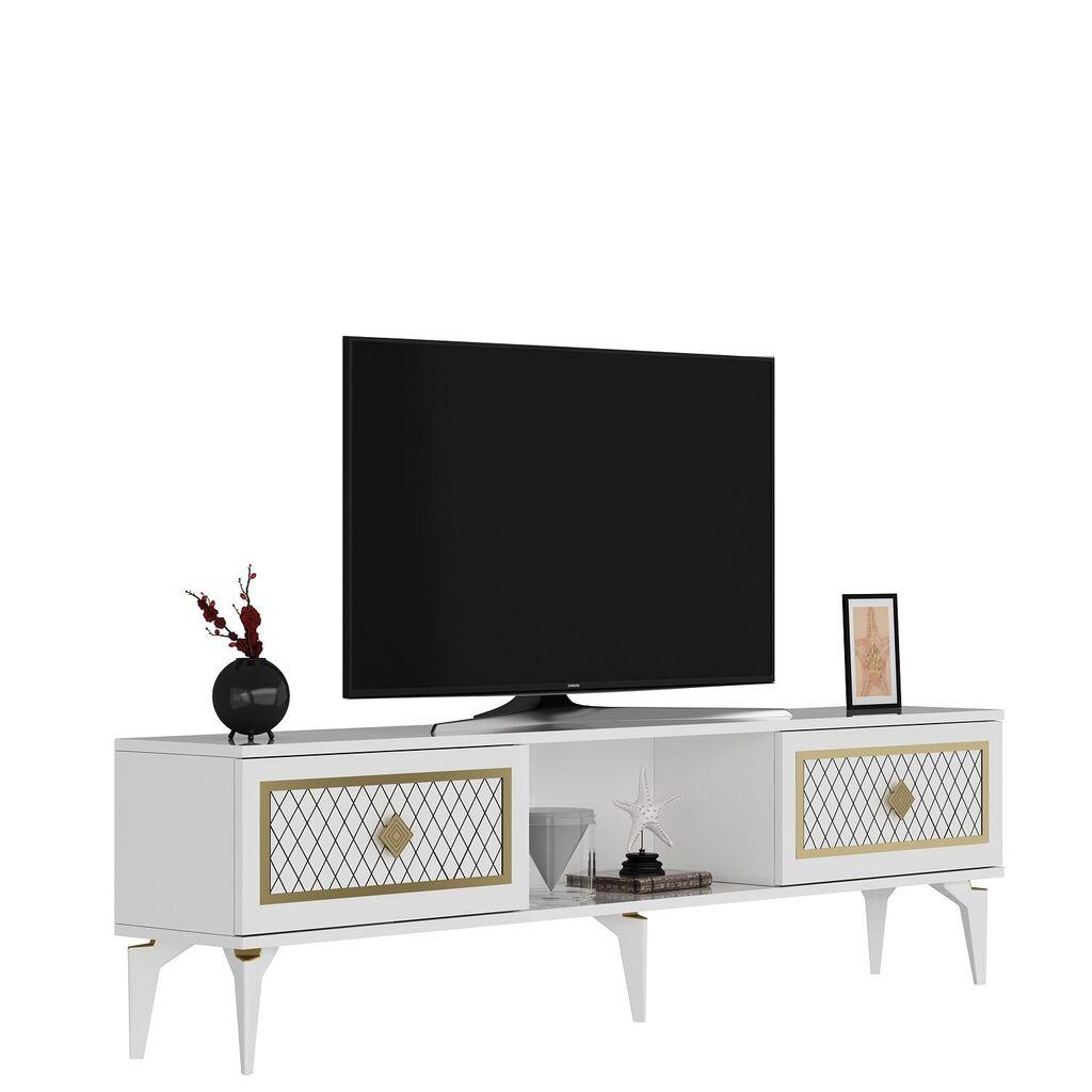 Hanah Home TV Komoda Herry, 150x44,6x29,6 cm, Belo-Zlatne boje