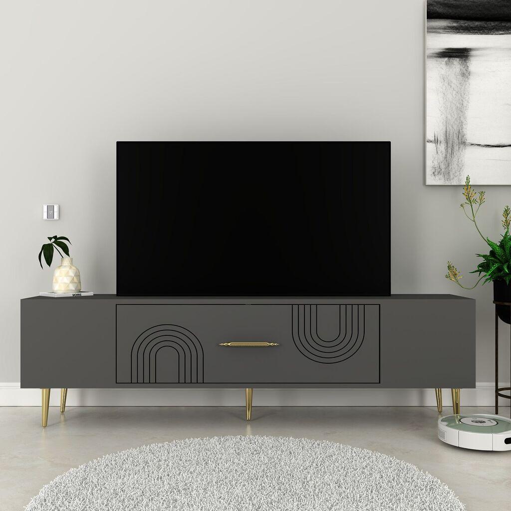Hanah Home TV Komoda Dekol2, 150x48,2x29,6 cm, Antracit-Zlatne boje