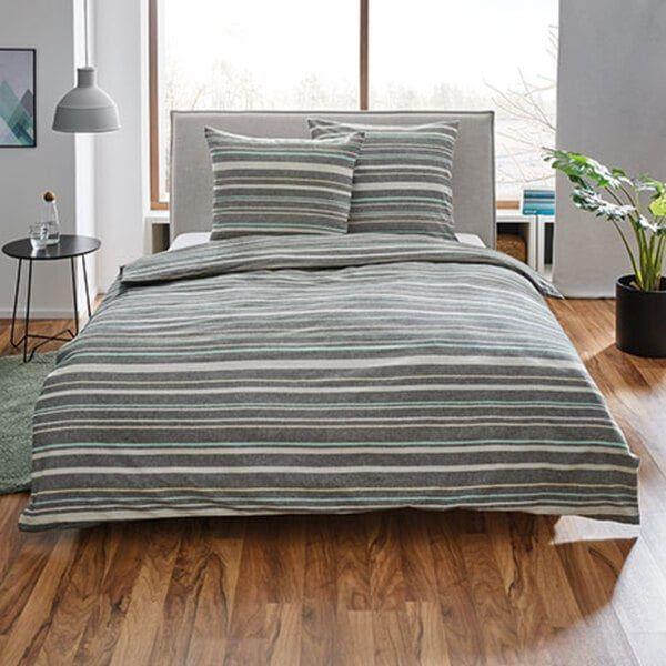 Posteljina za francuski ležaj, Flanel, Double, Siva