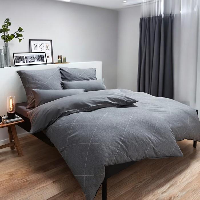 Posteljina za francuski ležaj Flanel 200x220cm Vestio A3, Siva