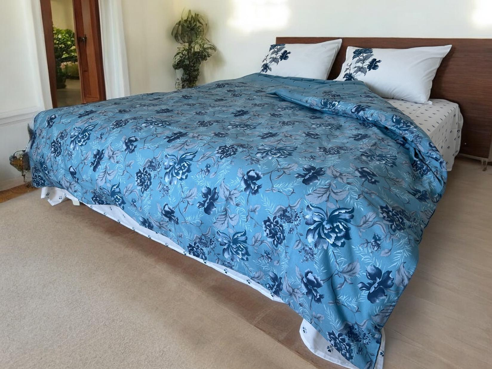 Posteljina za francuski ležaj D17, 200x220cm, Plava