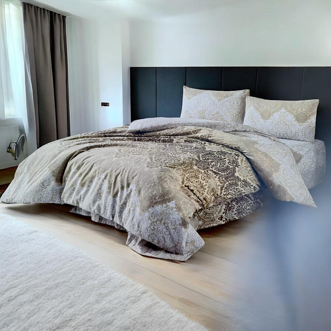 Posteljina za francuski ležaj sa štepanom navlakom, 160x220cm, Boja zlata