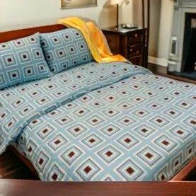 Posteljina za francuski ležaj Damast Dalia D5, Plava