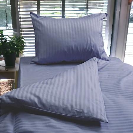 Posteljina za francuski ležaj Saten pruga 200x220cm, Teget