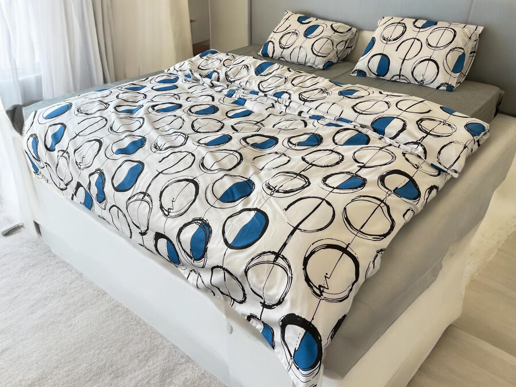 Posteljina za francuski ležaj Blue eye 200x220cm, Plava