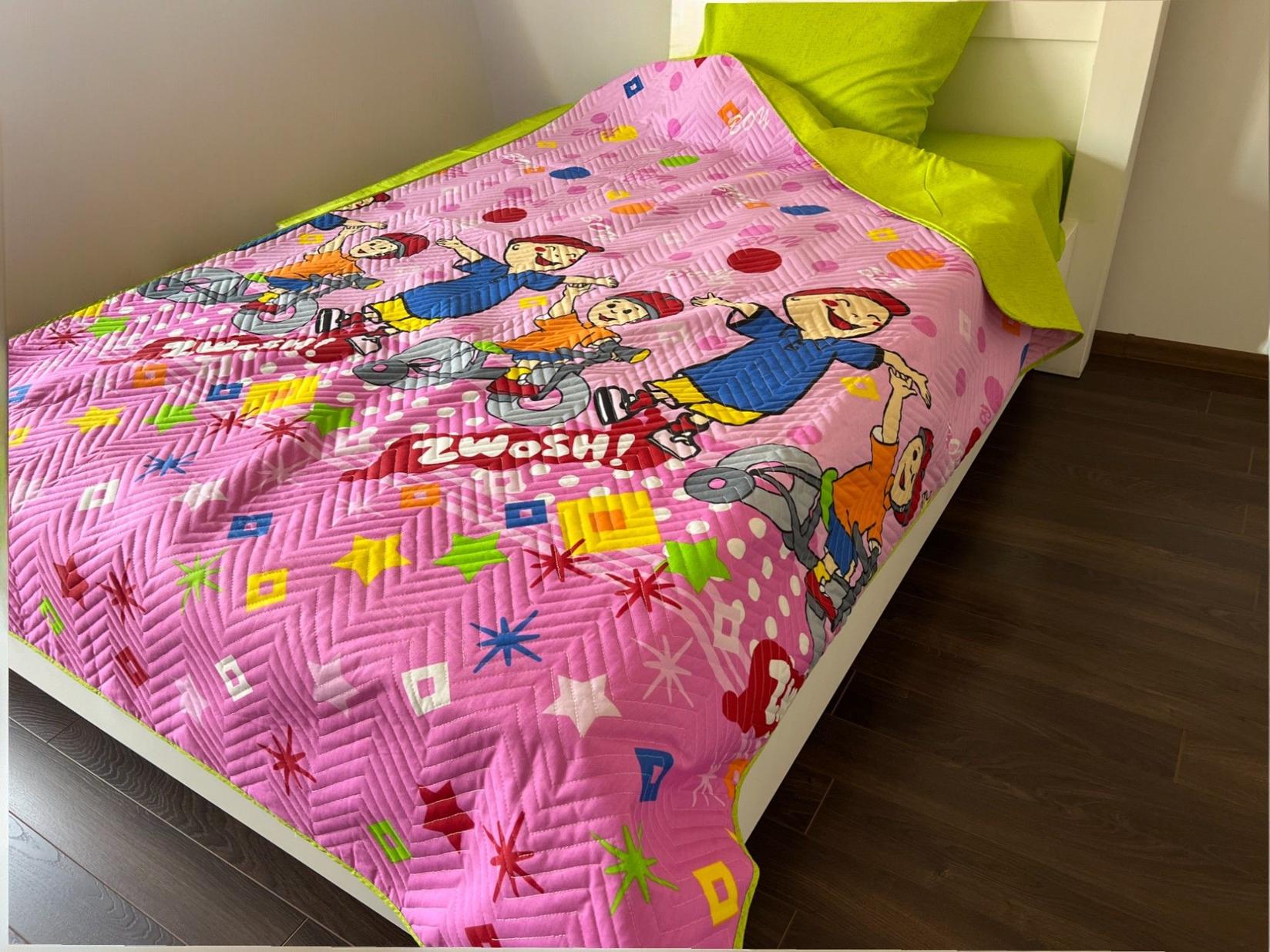 Posteljina za dečiji krevet 4 season, Roze-zelena