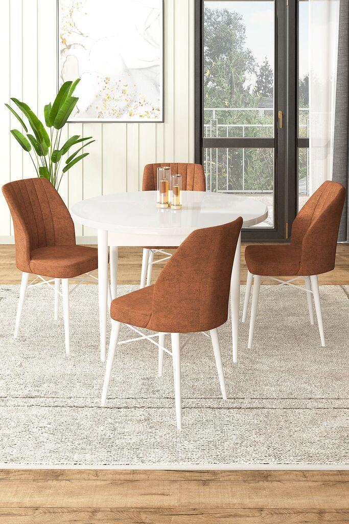Hanah Home Set Trpezarijski sto i 4 stolice, Terakota