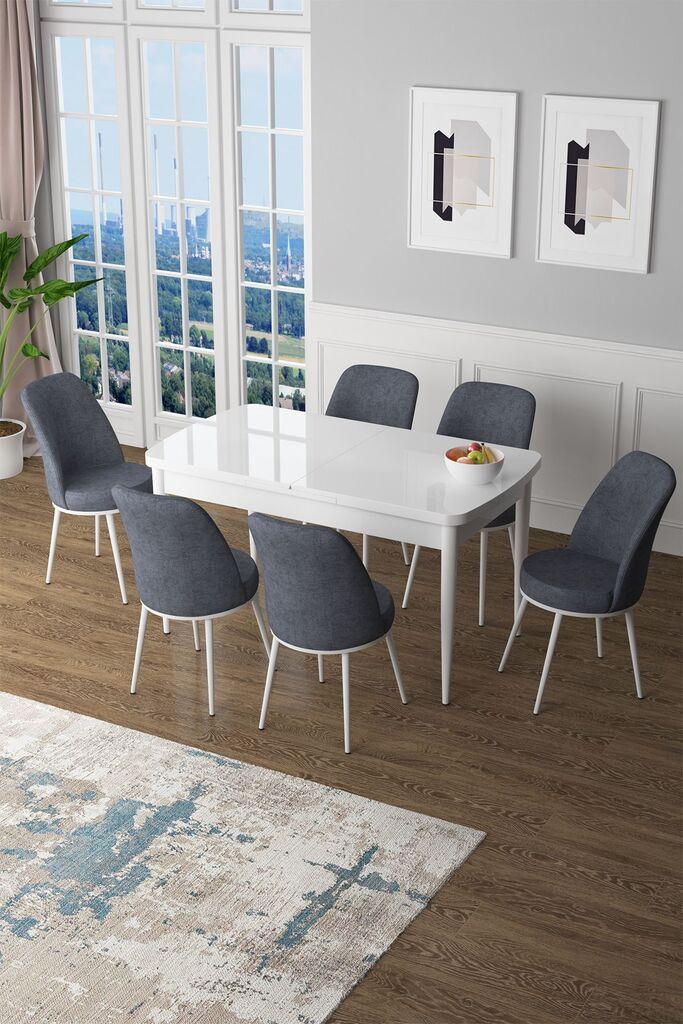 Hanah Home Set Trpezarijski sto i 6 stolica Zen, Sivo-braon