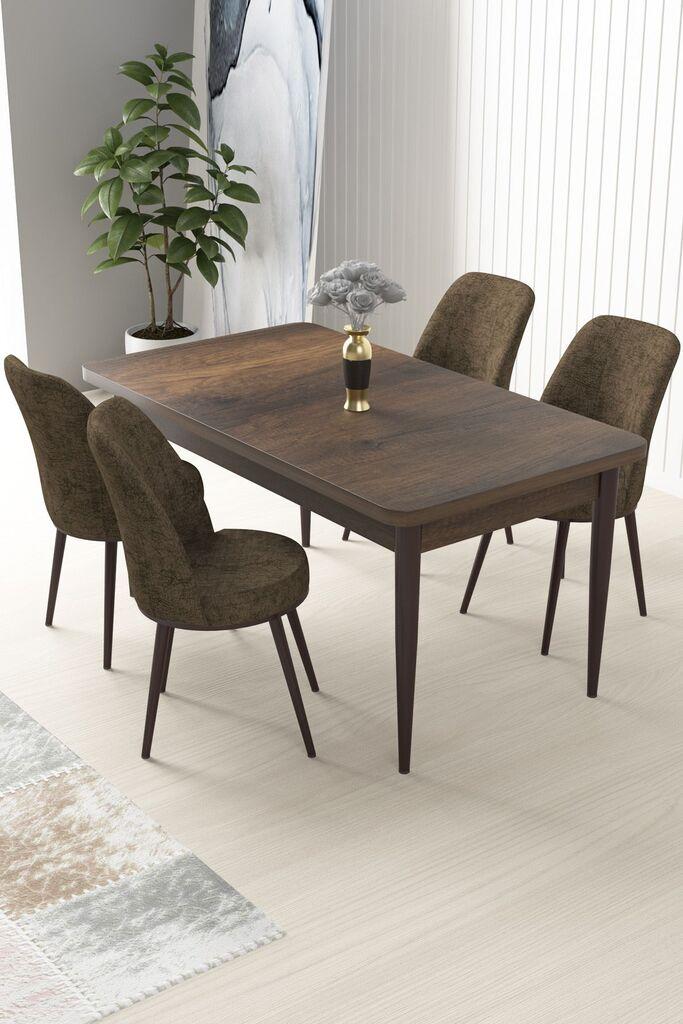 Hanah Home Set Trpezarijski sto i 4 stolice Nil, Braon