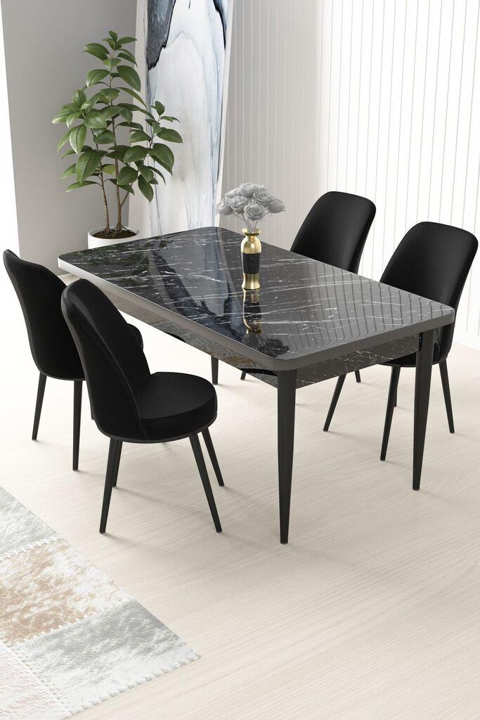 Hanah Home Set Trpezarijski sto i 4 stolice Nil, Crni