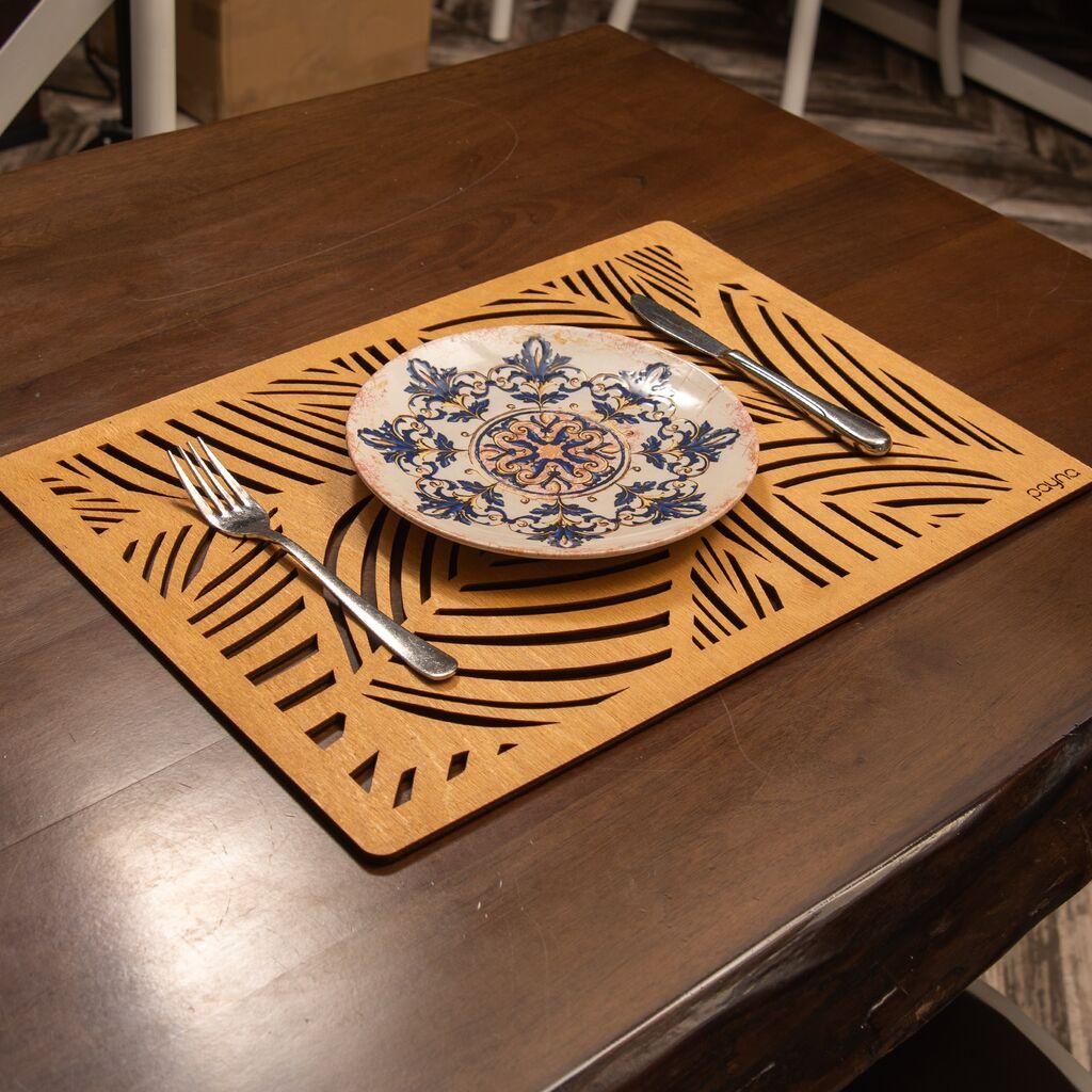 Hermia Set podmetača za sto Plane, Drveni, 4 komada, Oker