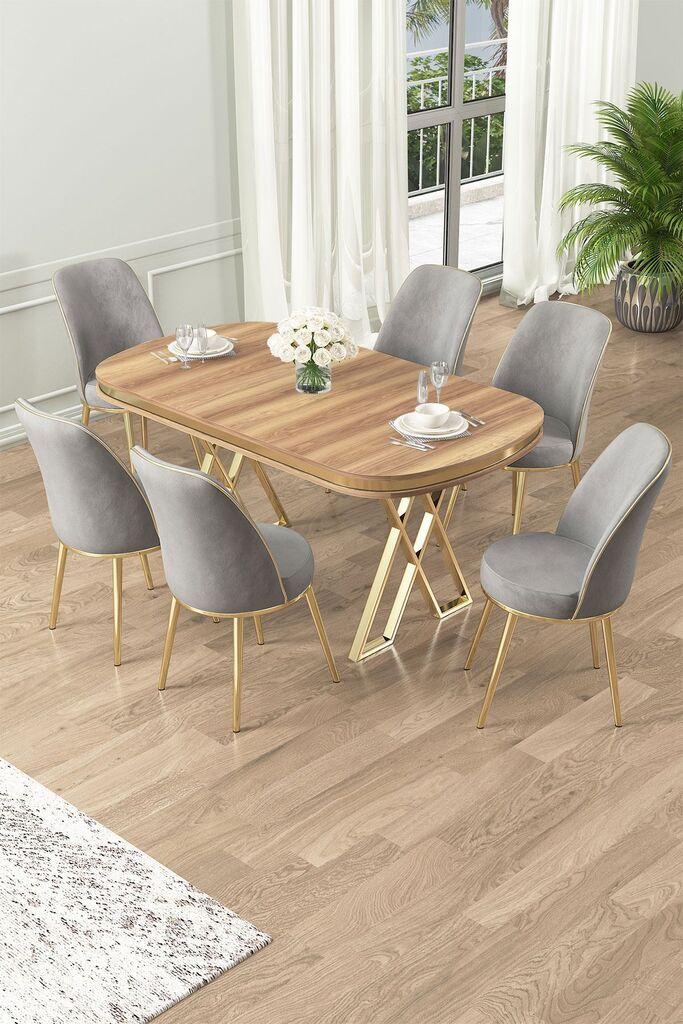 Hanah Home Set Trpezarijski sto i 6 stolica Lai, Sivi