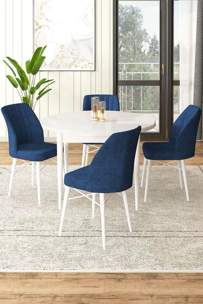 Hanah Home Set Trpezarijski sto i 4 stolice, Tamnoplavi