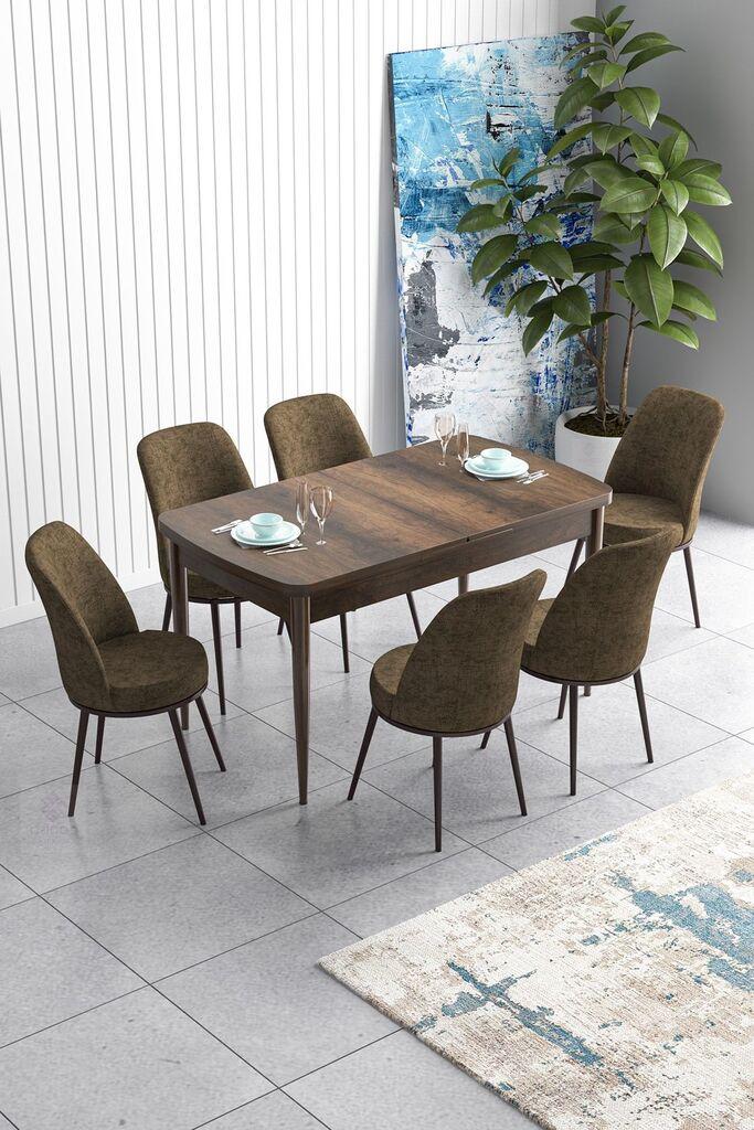 Hanah Home Set Trpezarijski sto i 6 stolica Han, Braon