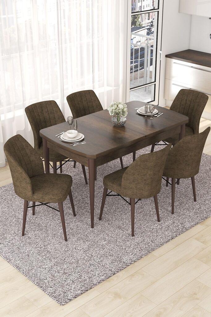 Hanah Home Set Trpezarijski sto i 6 stolica Nef, Braon