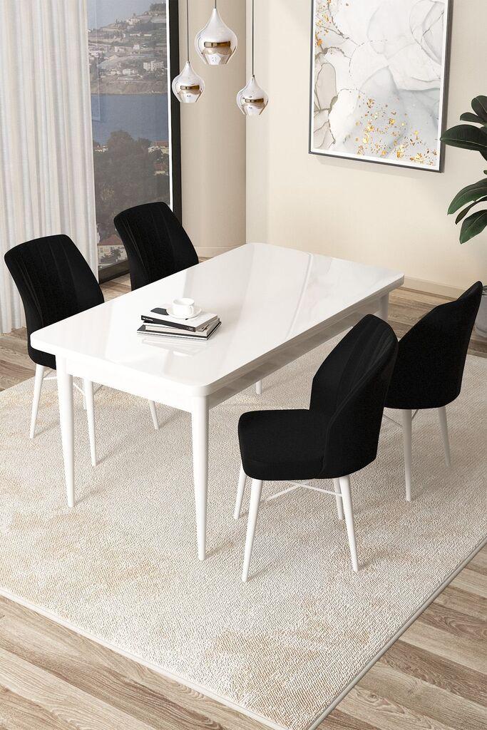 Hanah Home Set Trpezarijski sto i 4 stolice Arp, Crno-beli