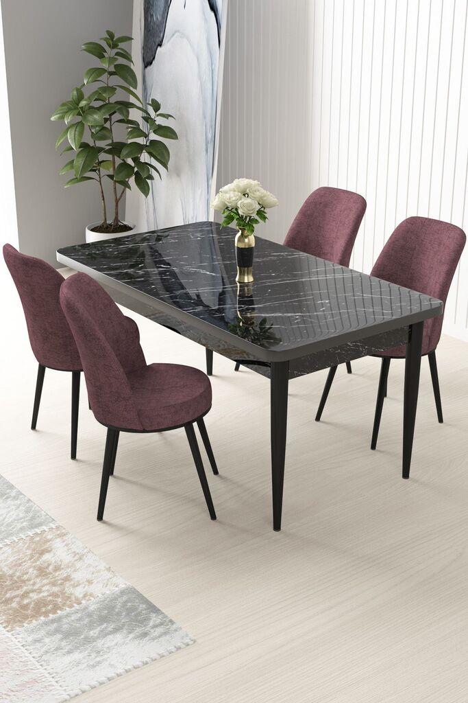 Hanah Home Set Trpezarijski sto i 4 stolice Nil, Prljavo roze