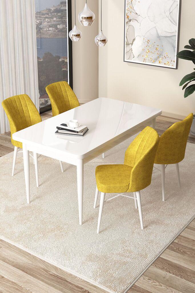 Hanah Home Set Trpezarijski sto i 4 stolice Arp, Žuto-beli