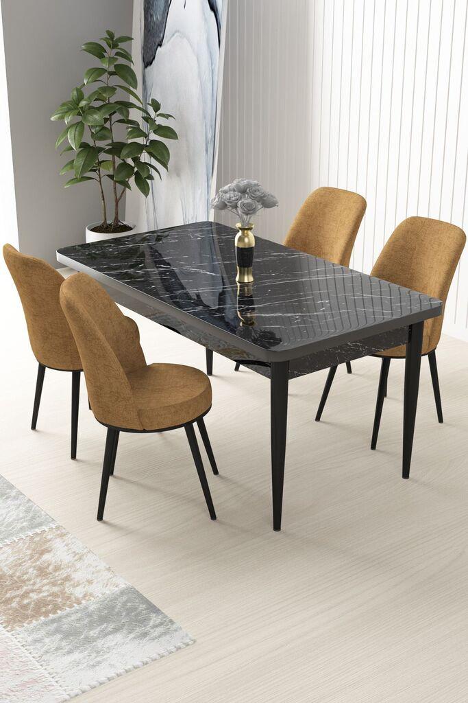 Hanah Home Set Trpezarijski sto i 4 stolice Nil, Oker-crni