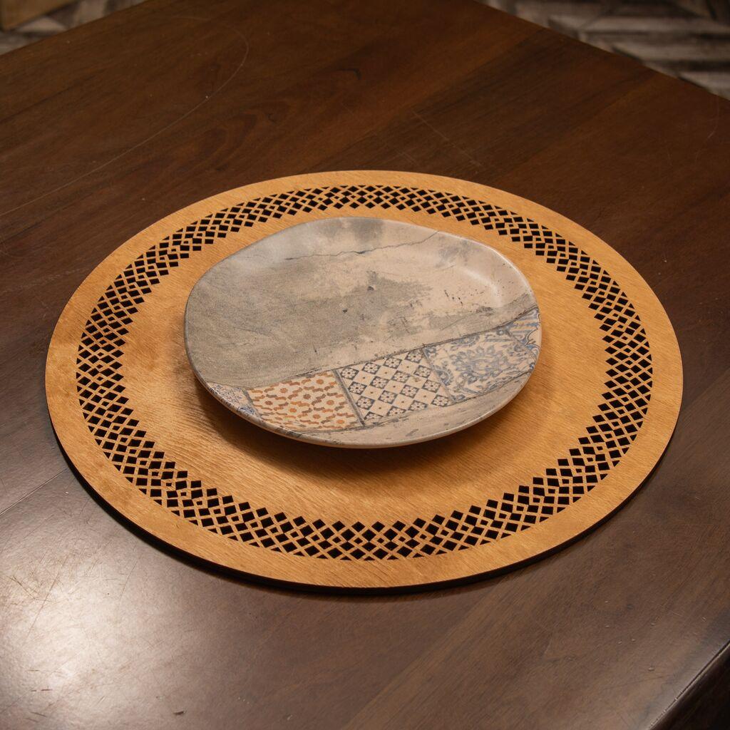 Hermia Set podmetača za sto Seljuk, 36x36cm, Drveni, 6 komada, Oker