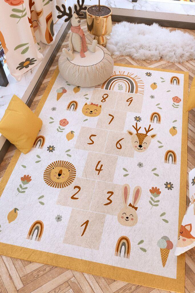 Bata i seka Dečiji tepih Životinje, 100x150cm, Narandžasti