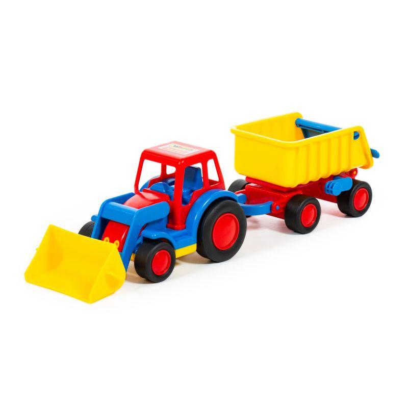 POLESIE Igračka Traktor Basics, Sa lopatom i prikolicom, Crveni