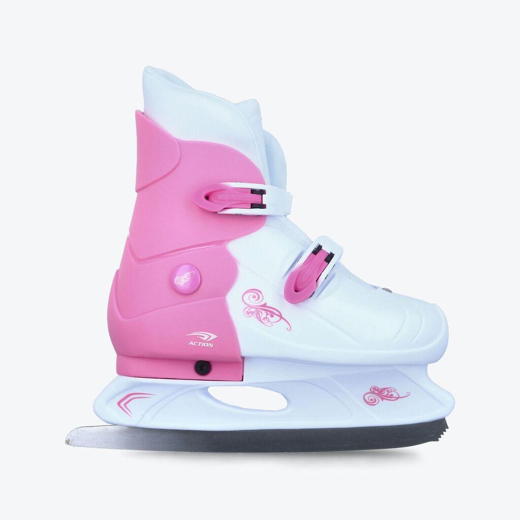 Action Klizaljke za devojlčice Hard shell ice skate, Belo-roze
