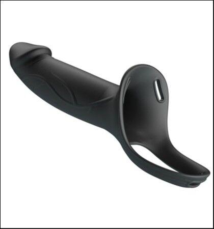 Muški silikonski strep-on Landon, 17cm, Crni