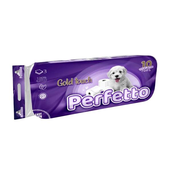 PERFETTO Toalet papir Gold Touch, Troslojni, 10 rolni