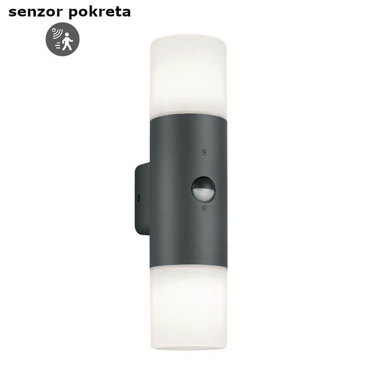 TRIO LIGHTING Zidna lampa Hoosic 222260242, Fasadna, 2 x E27, 8 x 33 cm, Antracit - bela