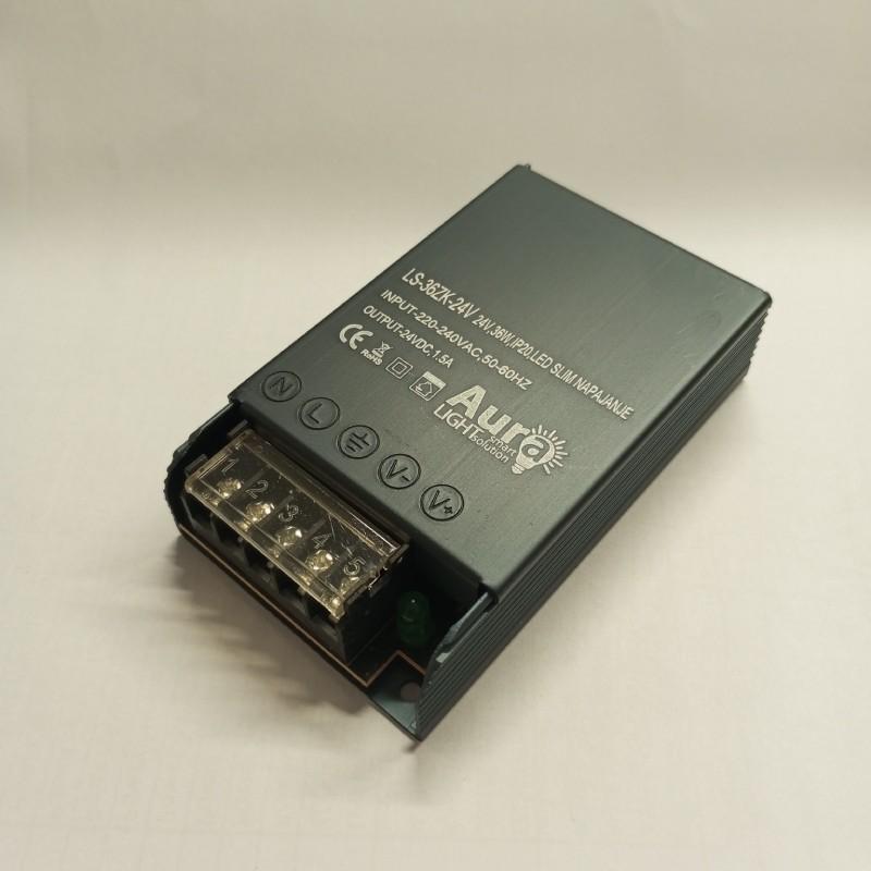 AURA-LIGHT Napajanje za LED trake IP20 LS-36ZK-24V, 36W, 24V, Antracit