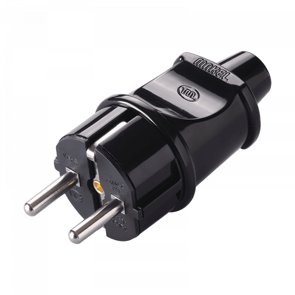 YU MAKEL Utikač monofazni sa uzemljenjem B.10002, 16A, 250V, Crni