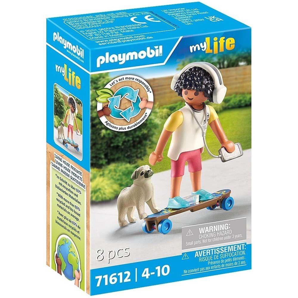 Playmobil Set za igru Zabava sa skejtom i psom My life, 8 delova