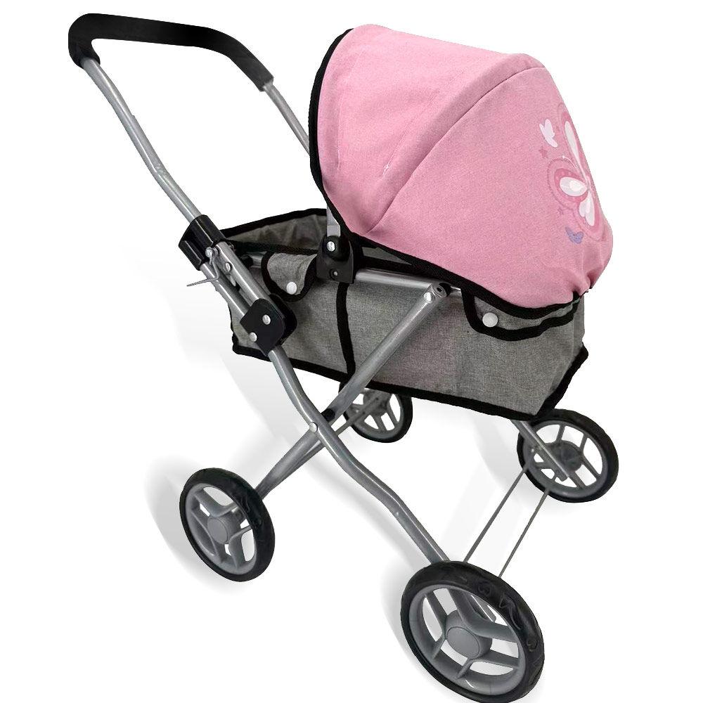 Kolica za lutke sa korpom Leptir, Siva