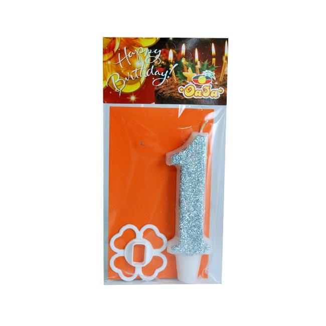 Oaza party Rođendanska svećica Mega broj 1, Srebrne boje