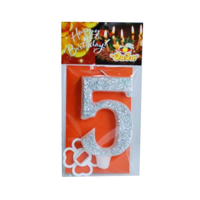 Oaza party Rođendanska svećica Mega broj 5, Srebrne boje