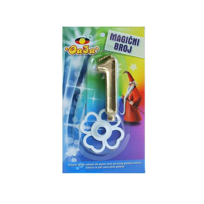 Oaza party Magična rođendanska svećica broj 1, Zlatne boje