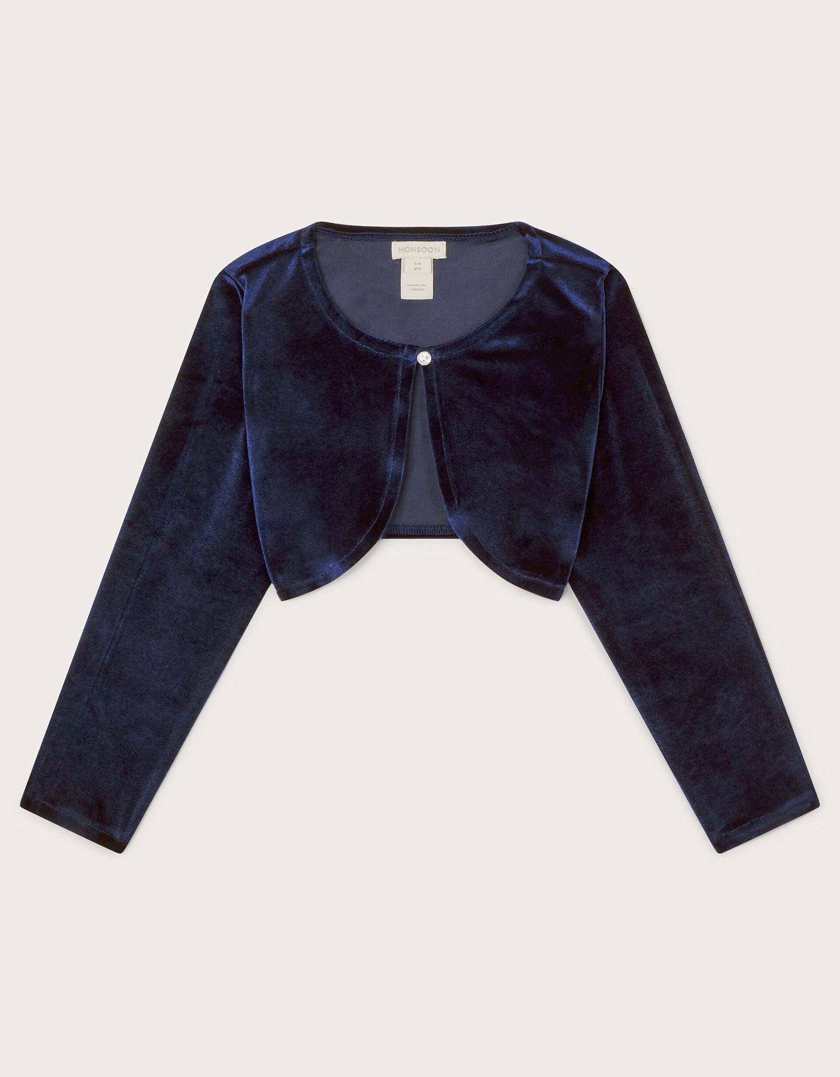 Monsoon Bolero za devojčice Supersoft Faux Fur Cardi, Teget