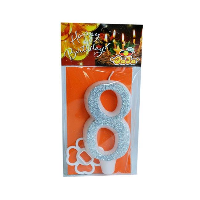 Oaza party Rođendanska svećica Mega broj 8, Srebrne boje