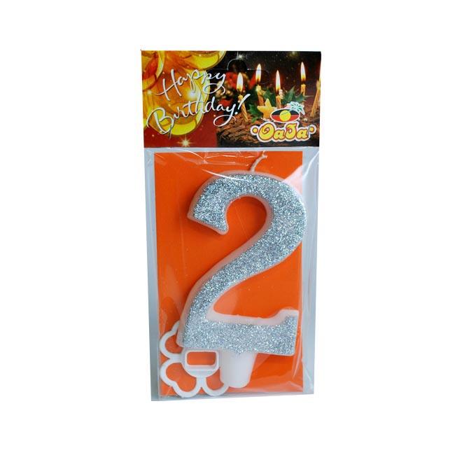 Oaza party Rođendanska svećica Mega broj 2, Srebrne boje